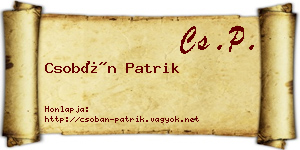 Csobán Patrik névjegykártya