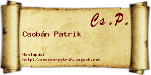 Csobán Patrik névjegykártya